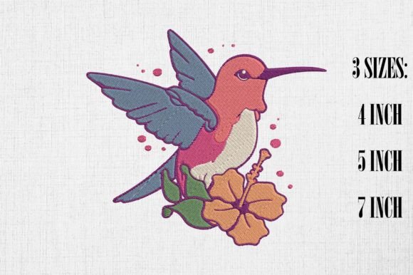 Cute Kawaii Hummingbird Embroidery