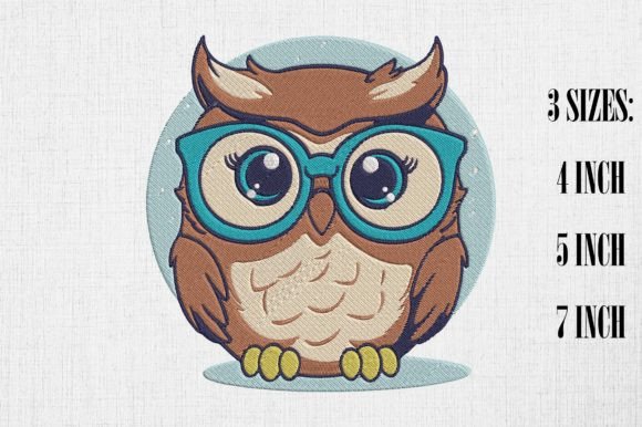 Cute Owl Wearing Glasses Embroidery for Holiday Collections