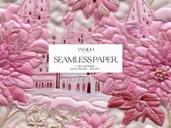 Embroidery Pink Poinsettia Pattern Paper