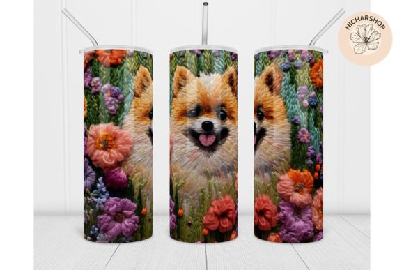 Review: 20oz Dog Flower Embroidery Tumbler Wrap1