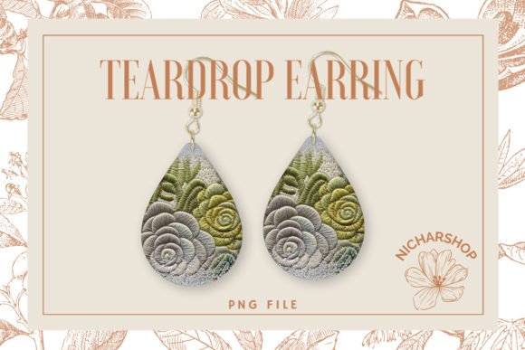 Succulent Embroidery Teardrop Earring Design Review